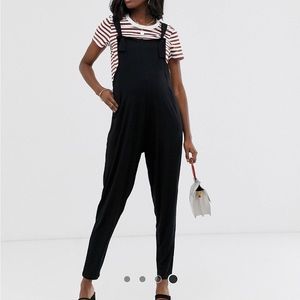 ASOS DESIGN Maternity Jersey Overalls in Black